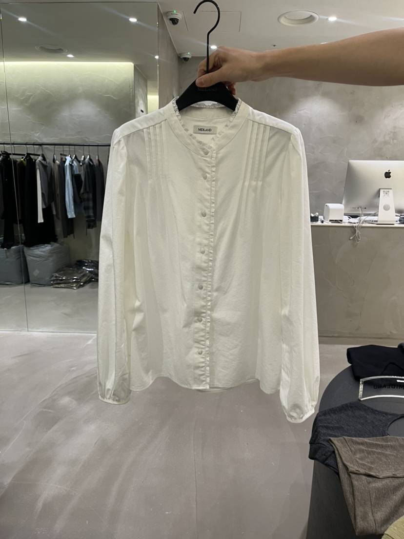 MIDLAND韓國直郵女士新品人氣真品熱賣時尚襯衫蕾絲衫褶裥MIDLAND襯衫/蕾絲衫
