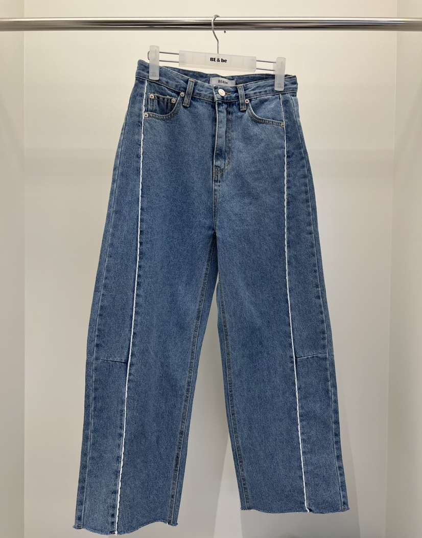 BE&amp;BE東大門直郵女裝新品休閑時尚推薦真品牛仔褲蕾絲BE&be牛仔褲
