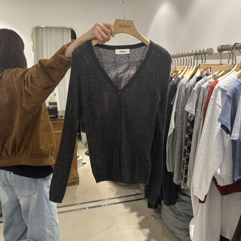 ACKER東大門代購女裝新品真品推薦休閑時尚開衫V領開衫羅紋Acker開衫