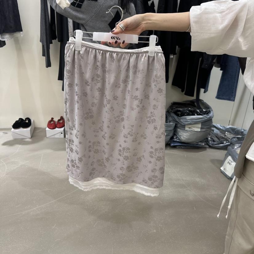 ORE-P韓國直郵女士新品推薦休閑人氣熱賣半身裙中短裙緞ORE半身裙/中短裙