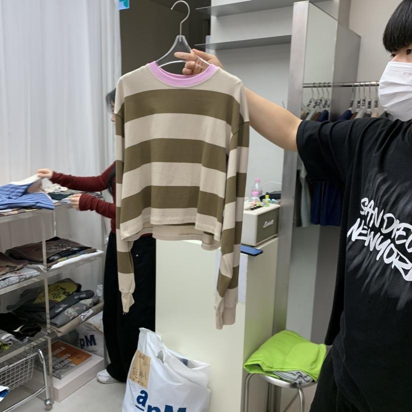 LEESEED-A/SEED東大門直郵女士新品人氣時尚長袖T恤條紋SEeD-SOBORO長袖T恤