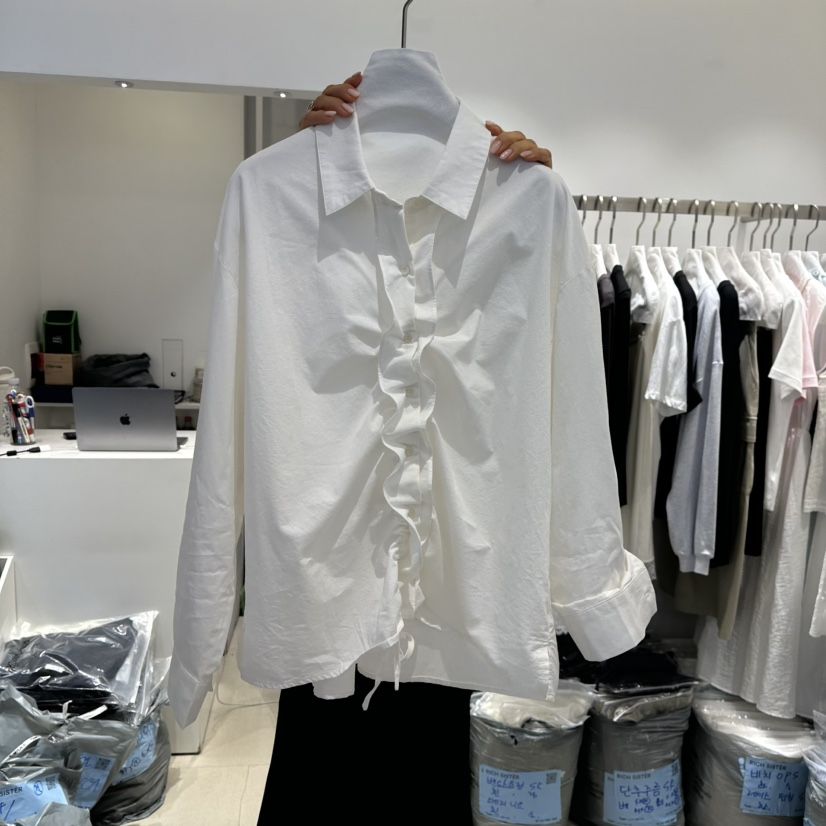 RICH SISTER東大門代購女士新款推薦時尚襯衫蕾絲衫褶皺RICH SISTER襯衫/蕾絲衫