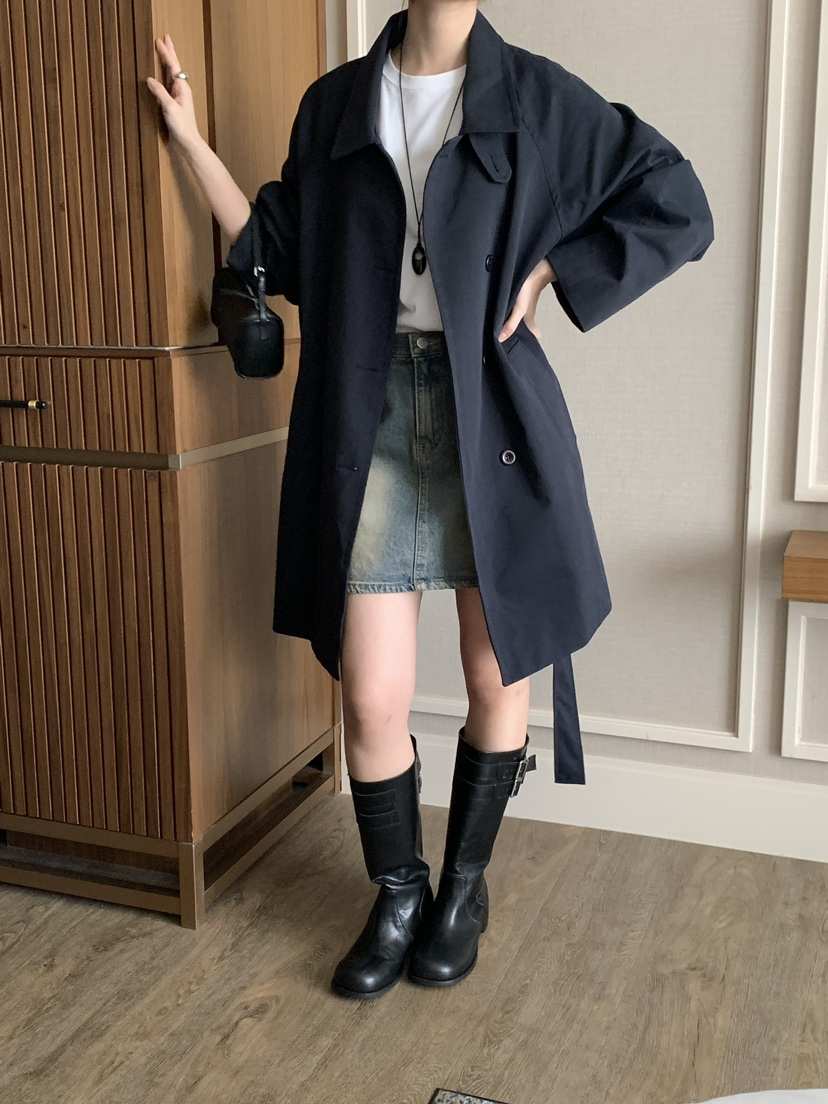 FRILL-T/DADA韓國代購女士新款休閑真品熱賣推薦長款風衣FRILL-T/DADA長款風衣