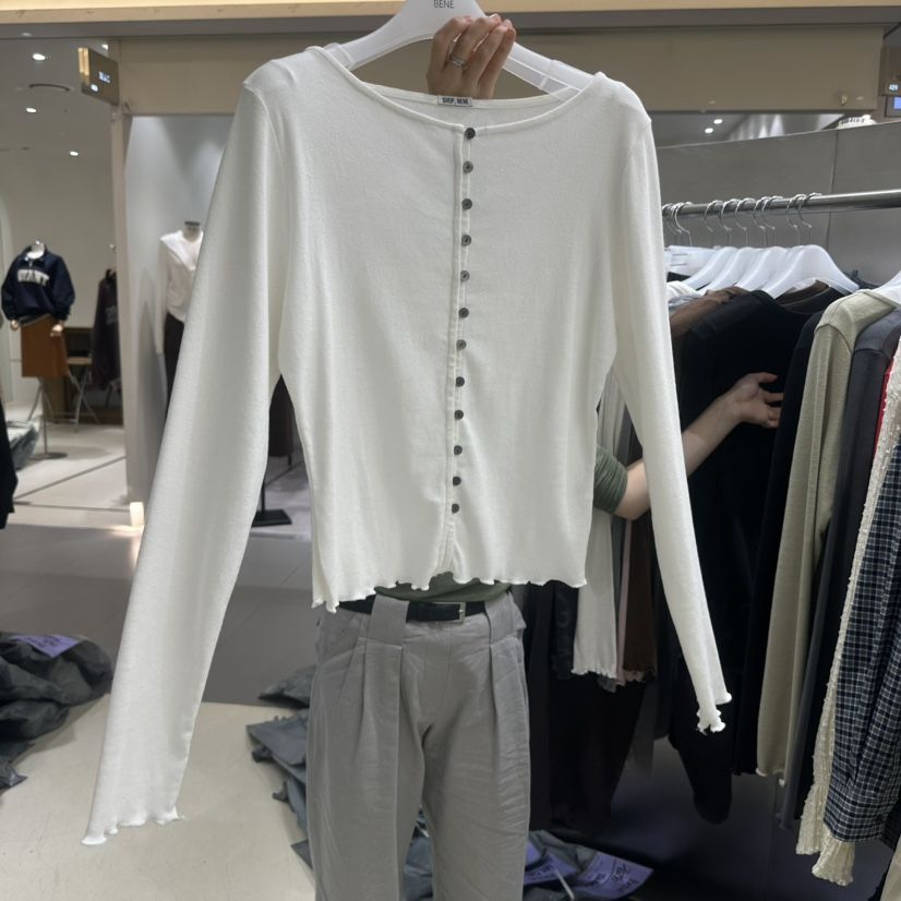 BENE東大門代購女裝新款熱賣時尚休閑人氣長袖T恤棉質紐扣SHOP BENE_Bene長袖T恤