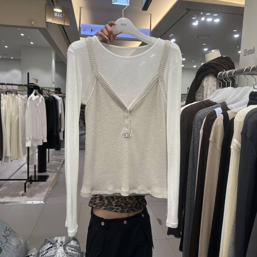 BENE東大門實拍女士新款人氣推薦休閑真品時尚長袖T恤假兩件SHOP BENE_Bene長袖T恤