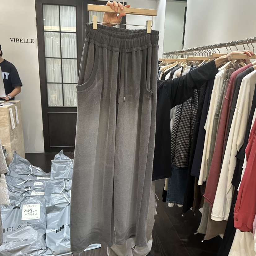 VIBELLE韓國代購女裝新品人氣推薦時尚真品休閑褲水洗羅紋VIBELLE休閑褲