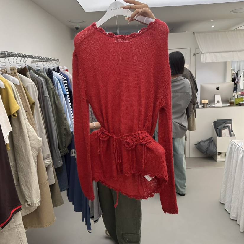R U VAULT東大門直郵女士新品職業熱賣推薦針織衫套裝蕾絲R U VAULT針織衫