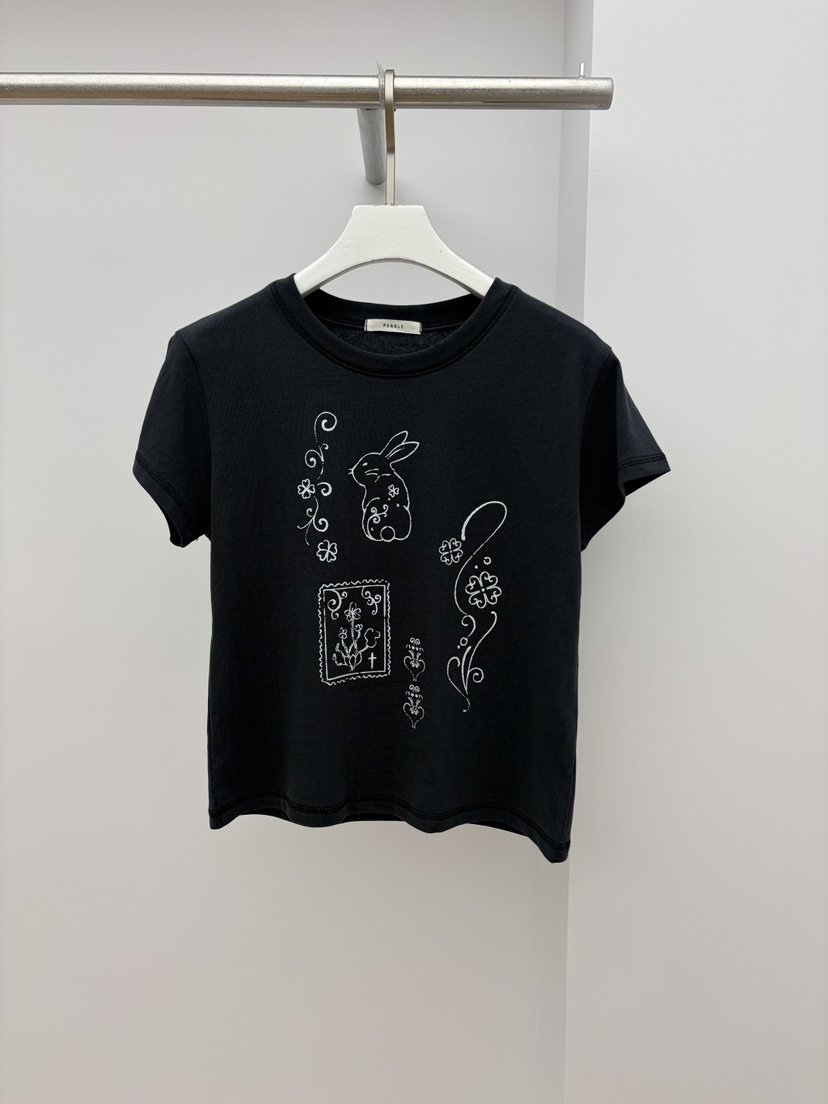 PEBBLE韓國直郵女士新品休閑推薦時尚真品人氣職業T恤兔子PEBBLET恤