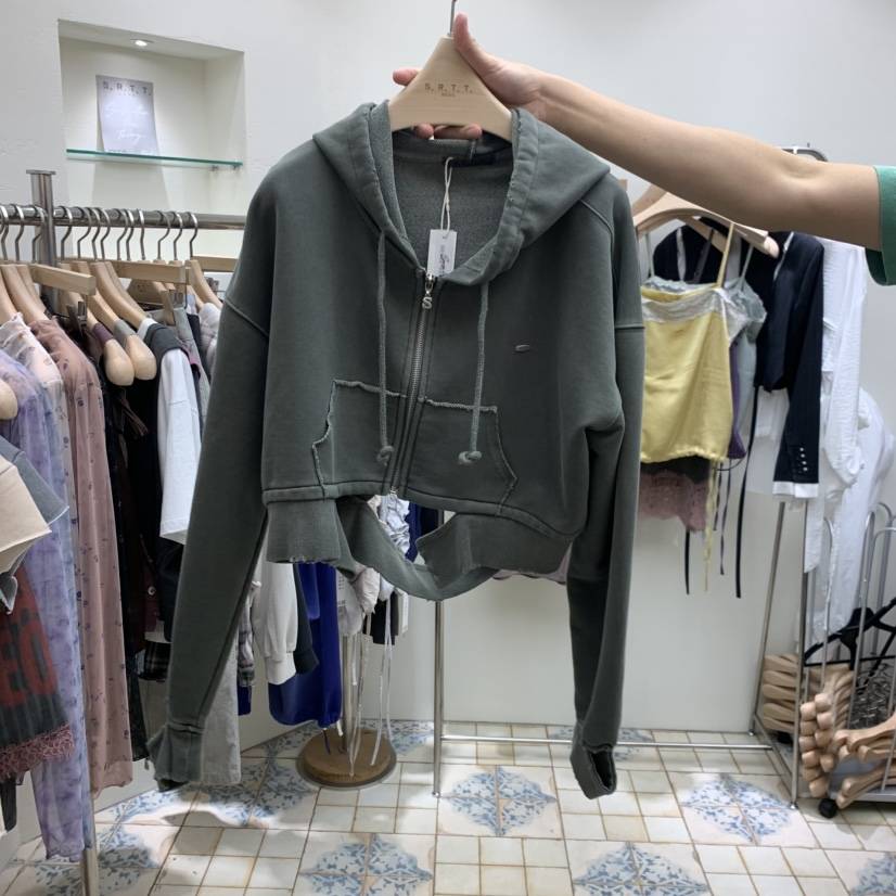 S.R.T.T.東大門實拍女裝新品人氣職業衛衣連帽拉鏈衫S.R.T.T.衛衣
