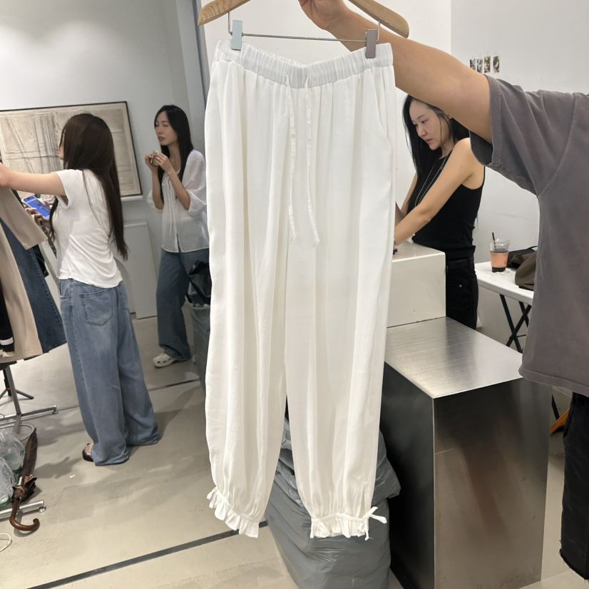 HONG.U東大門實拍女裝新款時尚休閑推薦真品人氣休閑褲絲帶HONG.U休閑褲