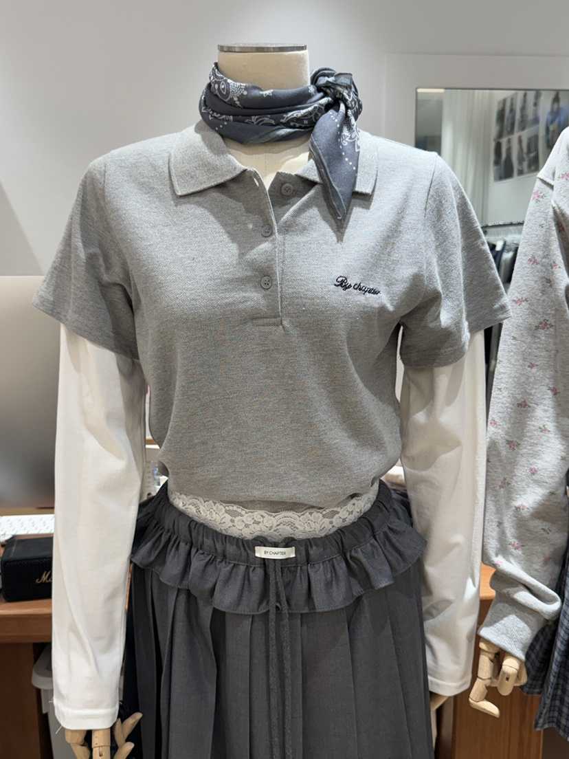 BY CHAPTER韓國直郵女士新款時尚真品休閑長袖T恤假兩件BY Chapter長袖T恤