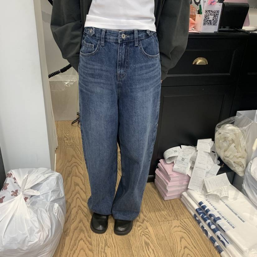 RIVEROOM東大門代購女裝新品人氣熱賣時尚真品休閑牛仔褲RIVEROOM牛仔褲