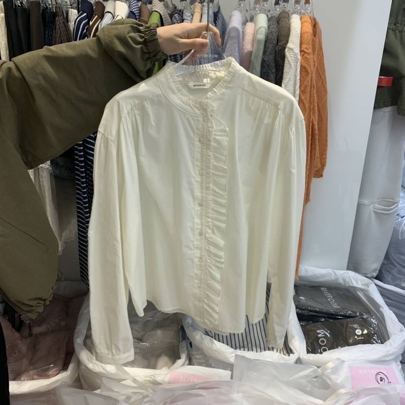 RIVEROOM韓國直郵女裝新品時尚推薦真品人氣熱賣襯衫蕾絲衫RIVEROOM襯衫/蕾絲衫