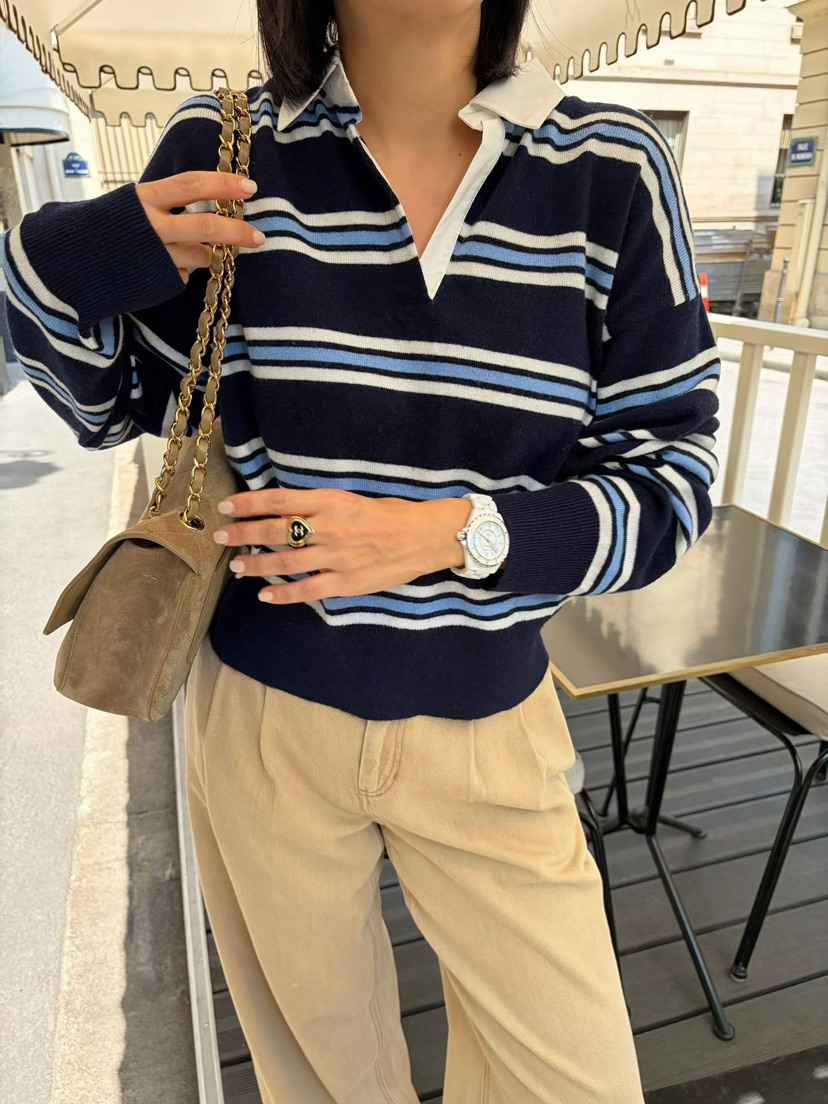 PRIVIE/H/LOW GAUGE東大門代購女裝新款真品針織衫條紋PRIVIE/H/LOW GAUGE針織衫