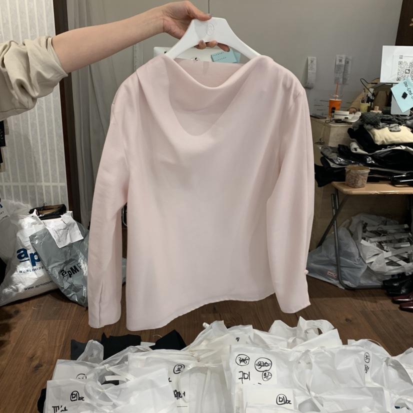 UNDERSTANDING韓國直郵女裝新款人氣襯衫蕾絲衫不對稱半領UNDERSTANDING襯衫/蕾絲衫