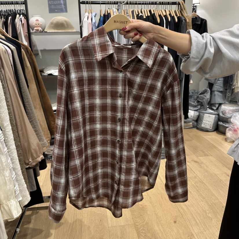M.G.N東大門實拍女士新品真品休閑推薦人氣襯衫蕾絲衫格子MAGNET襯衫/蕾絲衫