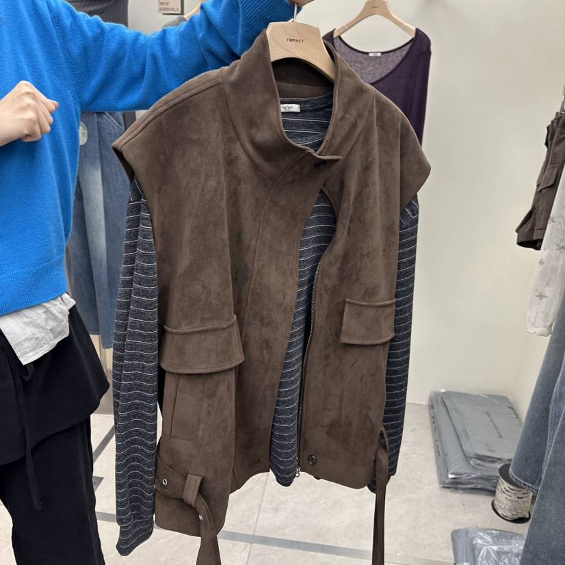 I MFACT韓國直郵女裝新品真品推薦休閑時尚人氣馬甲麂皮I MFACT馬甲