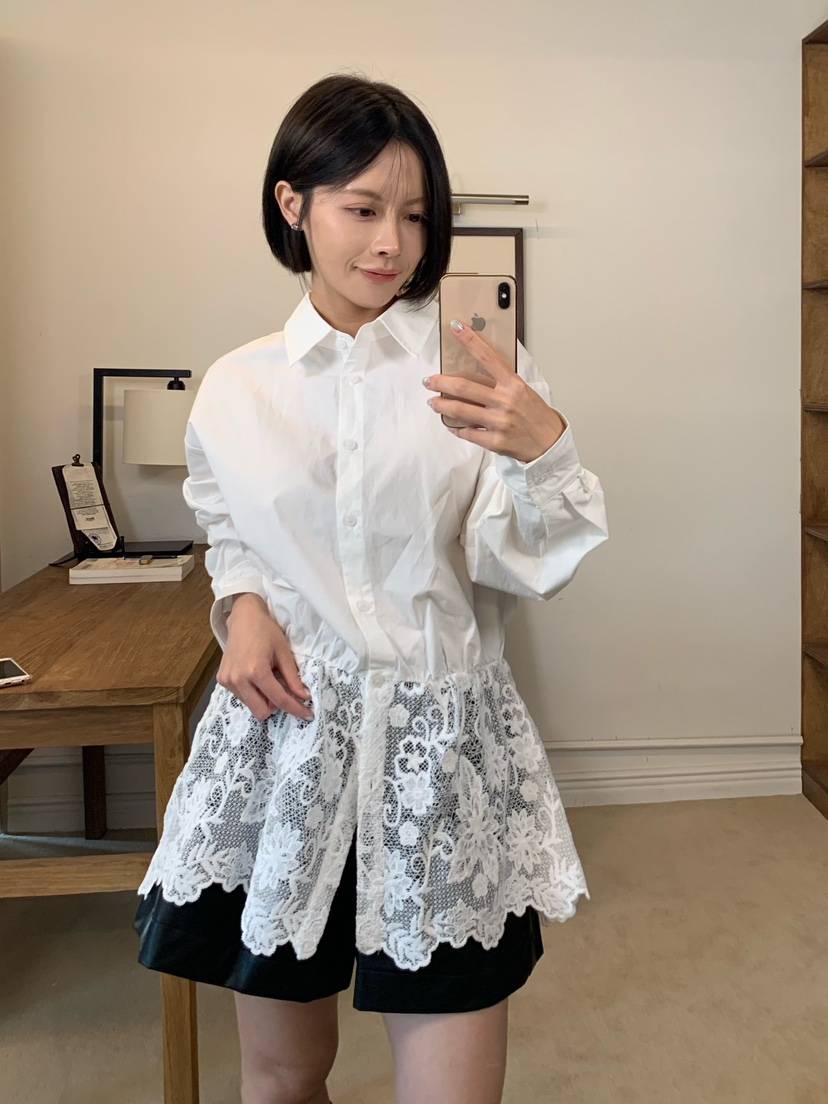 FABRIC韓國代購女裝新款推薦熱賣人氣真品襯衫蕾絲衫蕾絲FABRIC襯衫/蕾絲衫