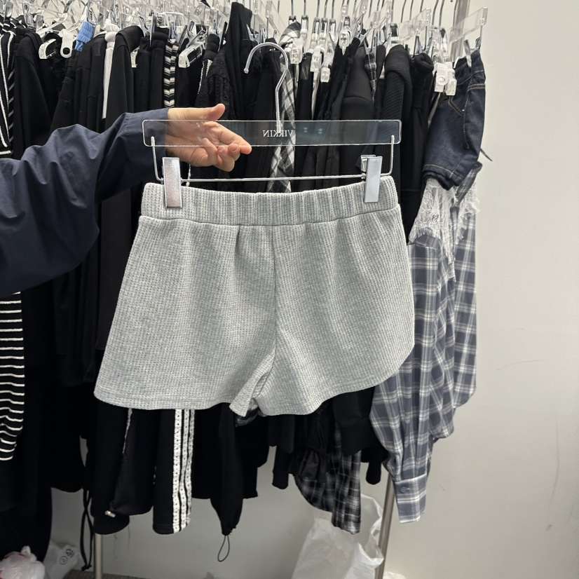 VIRKIN韓國直郵女裝新款熱賣休閑時尚真品短褲荷葉邊華夫格VIRKIN短褲