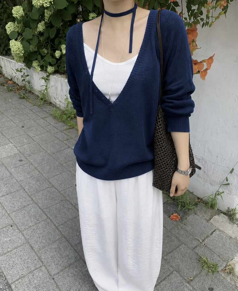 PAIRING東大門實拍女裝新品人氣休閑熱賣時尚針織衫含脖帶PAIRING針織衫