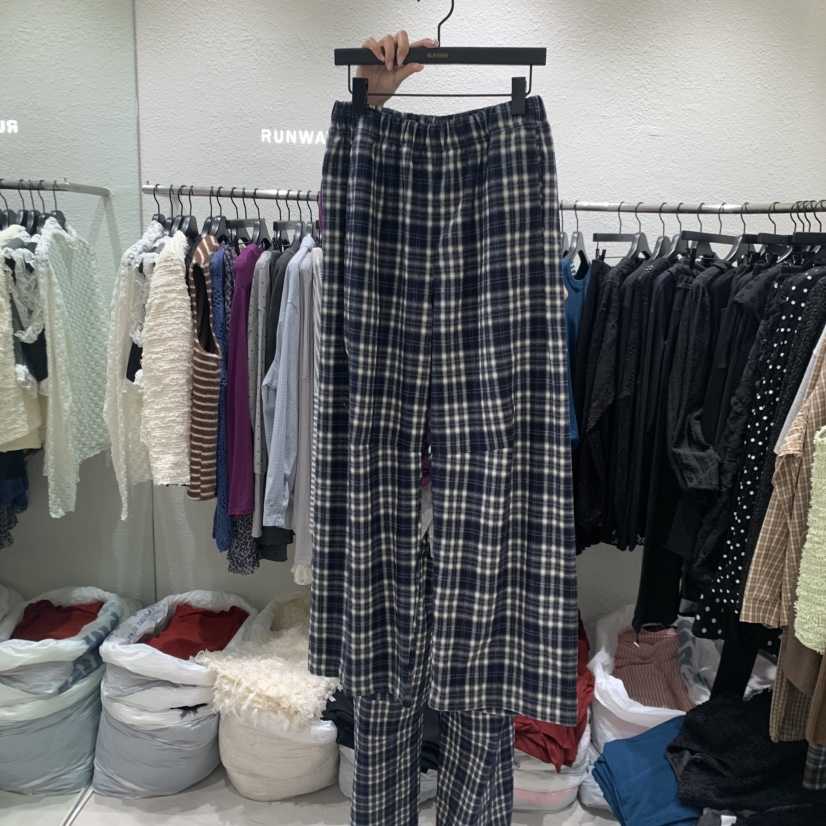 RUNWAY-런웨이東大門實拍女士新品真品推薦時尚休閑褲格紋RUNWAY休閑褲