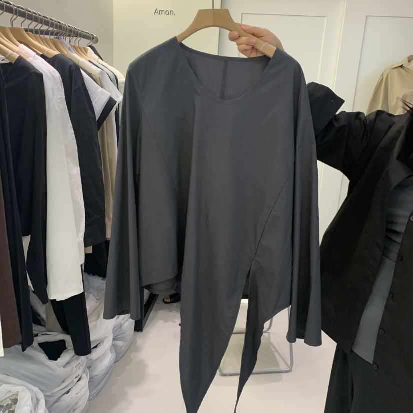 AMON東大門代購女士新品熱賣時尚休閑推薦襯衫蕾絲衫U領腰帶AMON襯衫/蕾絲衫