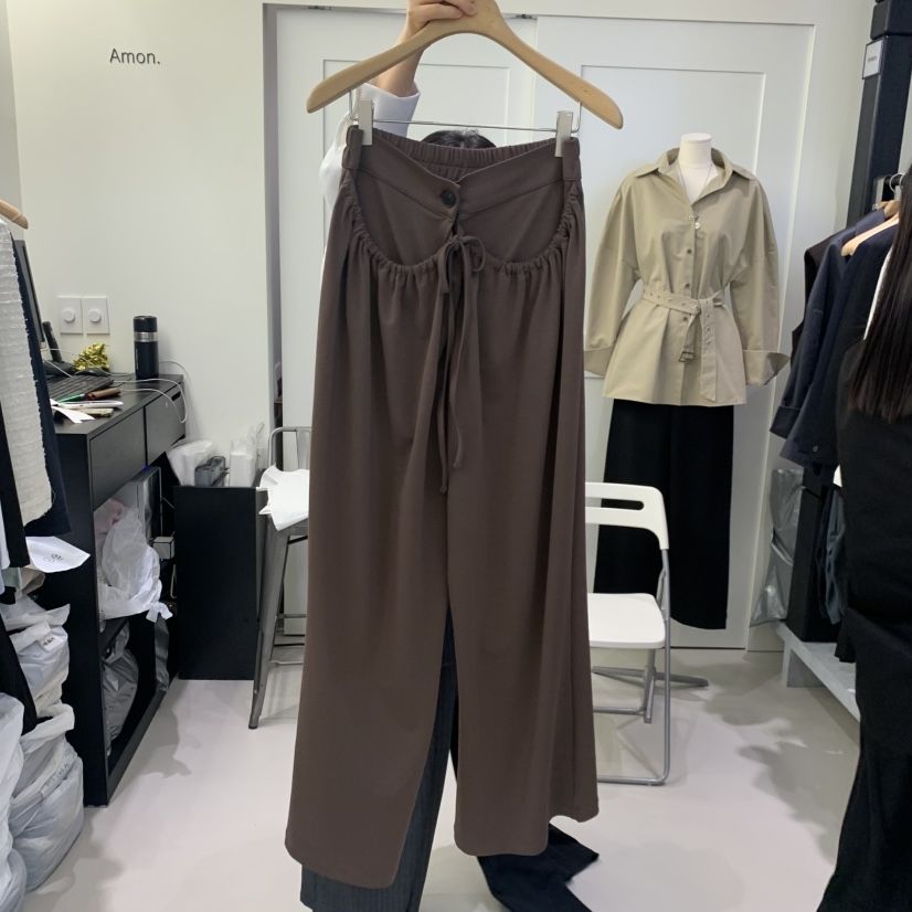 AMON韓國代購女士新款時尚人氣推薦真品熱賣休閑褲口袋褶皺AMON休閑褲