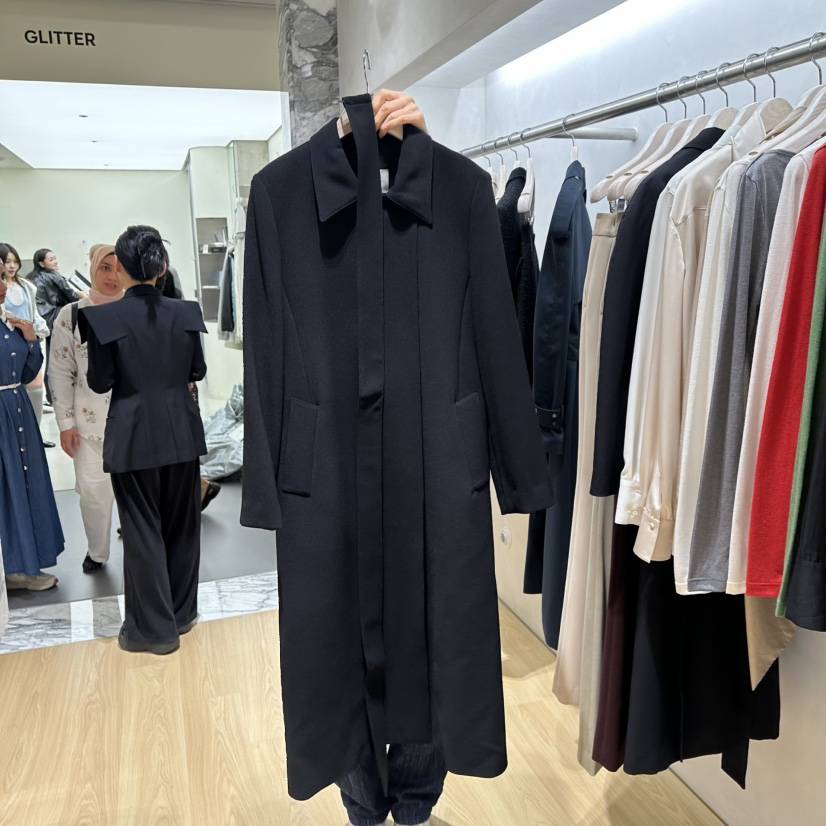 CREPE東大門實拍女士新品人氣時尚熱賣休閑長款風衣含腰帶CREPE長款風衣