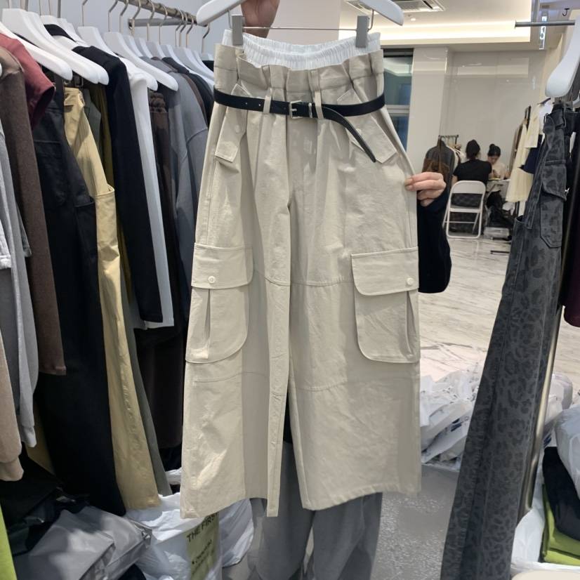 THE FIRST東大門實拍女士新品真品休閑休閑褲不含腰帶撞色THE FIRST休閑褲