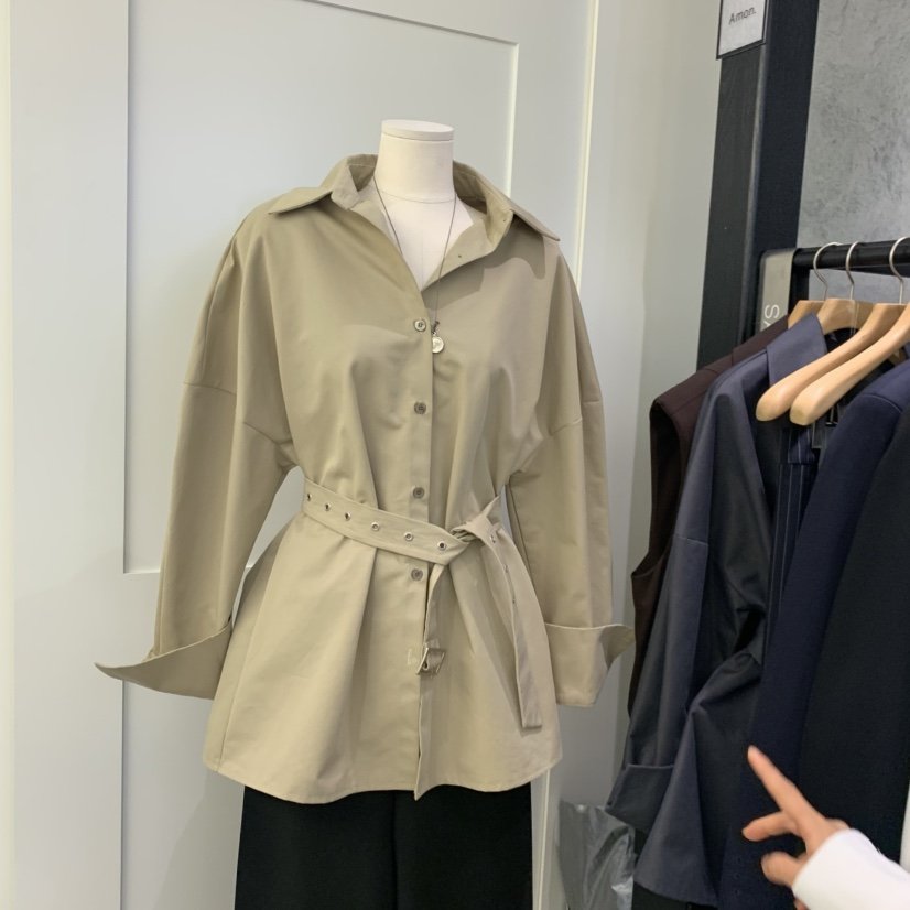AMON東大門實拍女士新品時尚真品人氣熱賣襯衫蕾絲衫含腰帶AMON襯衫/蕾絲衫