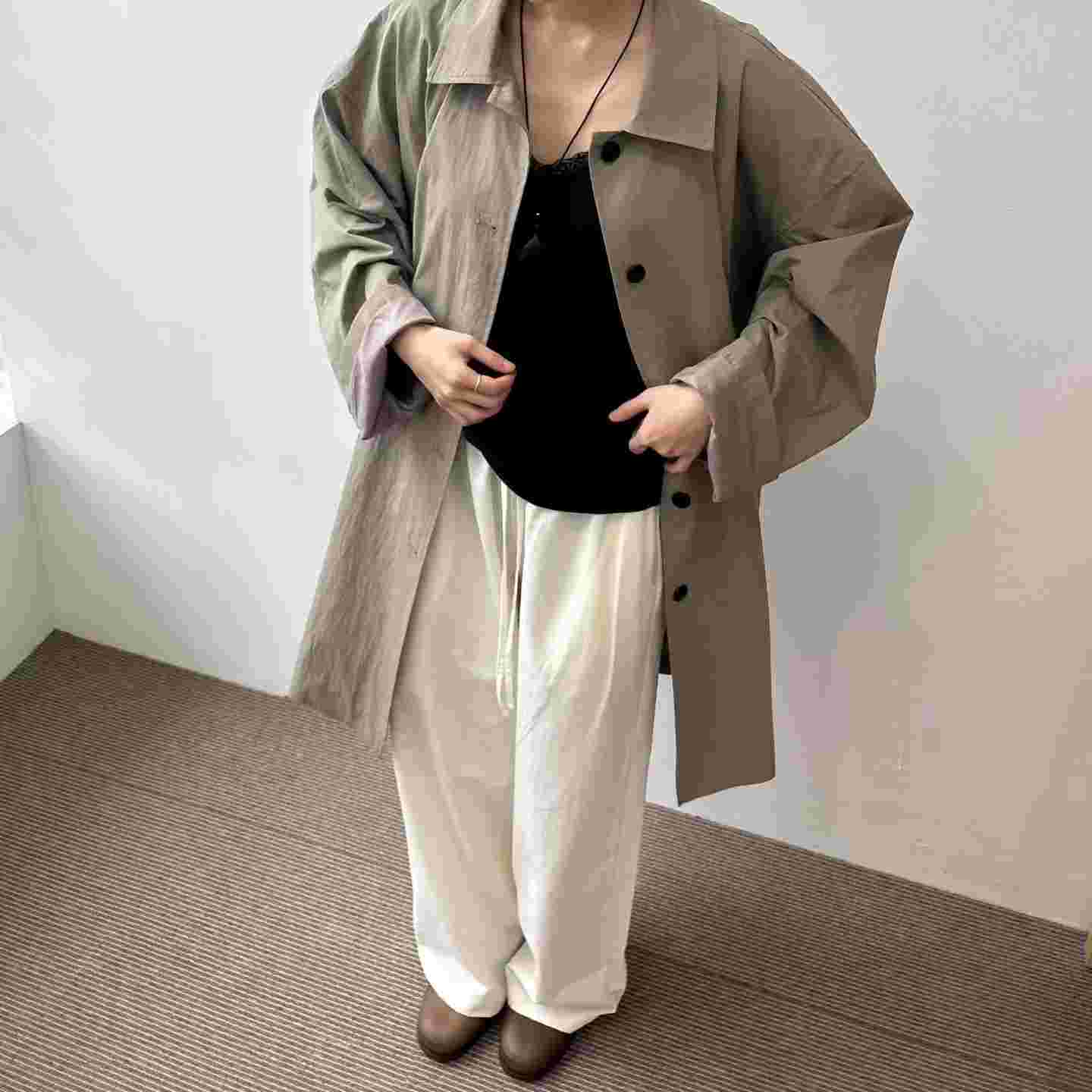 MINIMALGROUND/VIVAGLAM韓國代購女裝新款熱賣時尚長款風衣MINIMALGROUND/VIVAGLAM長款風衣