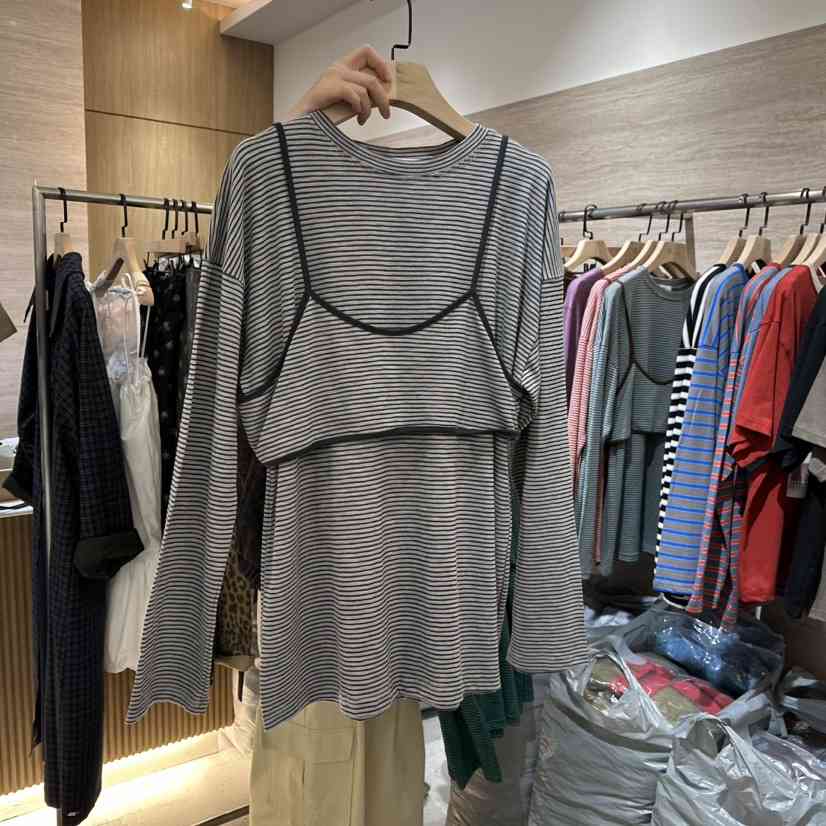BISHOP/APOINT/3MARCH韓國代購女裝新品休閑套裝兩件套條紋BISHOP/APOINT/3MARCH套裝