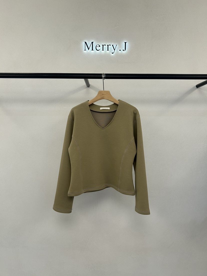 MERRY-J東大門直郵女士新款時尚熱賣人氣休閑長袖T恤V領MERRY-J長袖T恤