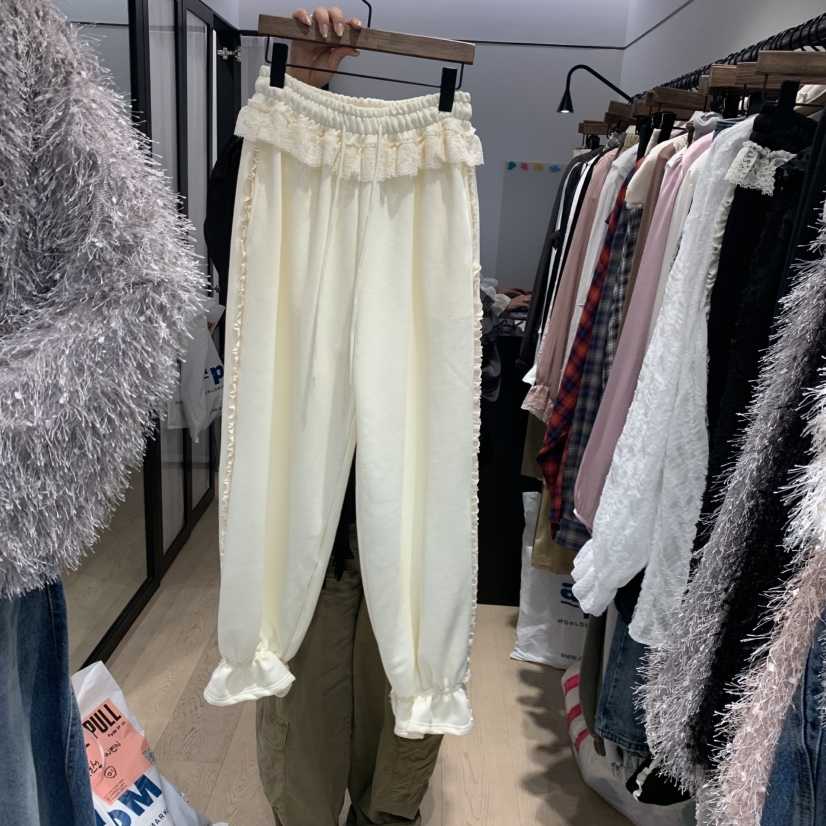 LOVE PULL東大門直郵女裝新品真品熱賣休閑褲荷葉邊運動LOVE PULL休閑褲