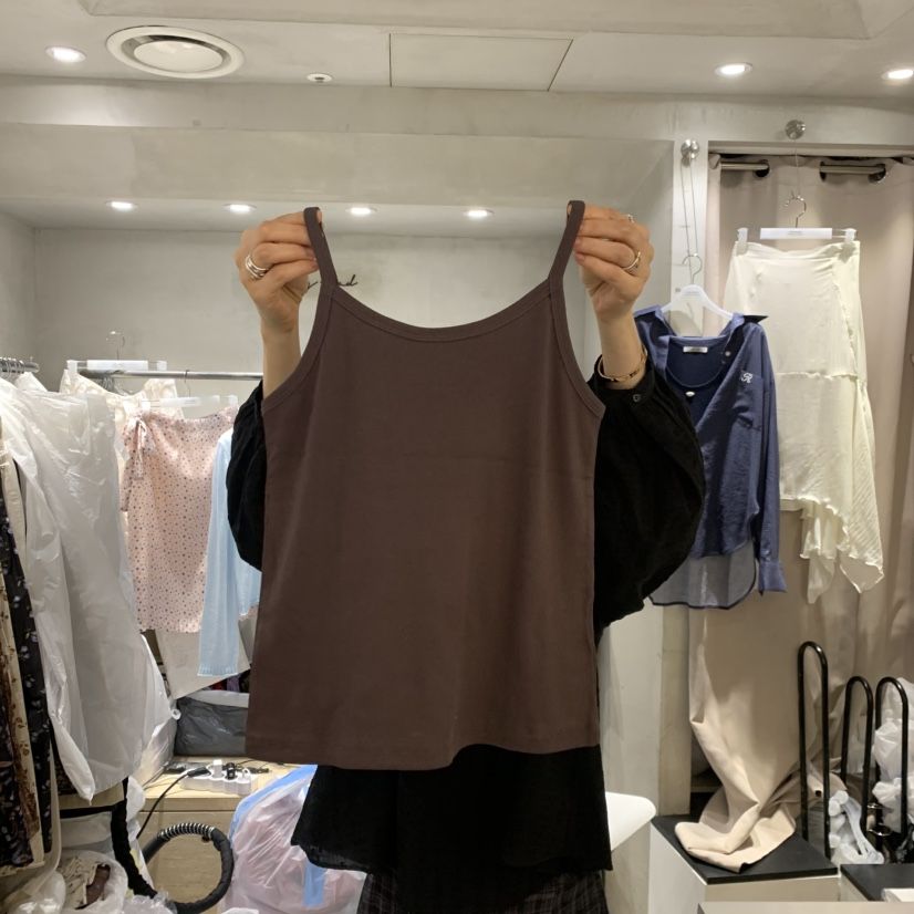 LOGROAD韓國直郵女士新品時尚推薦真品吊帶背心奶油色無袖LOG ROAD吊帶/背心
