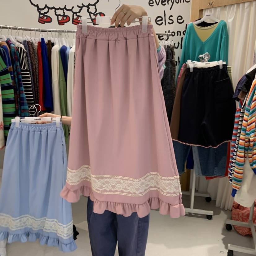 VENTI東大門代購女裝新品時尚人氣推薦半身裙中短裙蕾絲鋼絲VENTI半身裙/中短裙