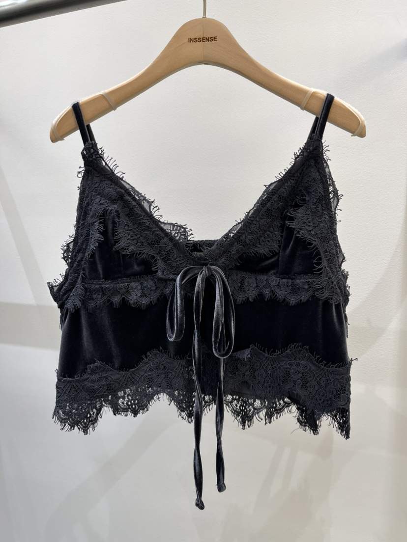 INSSENSE-A東大門代購女裝新款時尚人氣吊帶背心天鵝絨蕾絲INSSENSE-A吊帶/背心