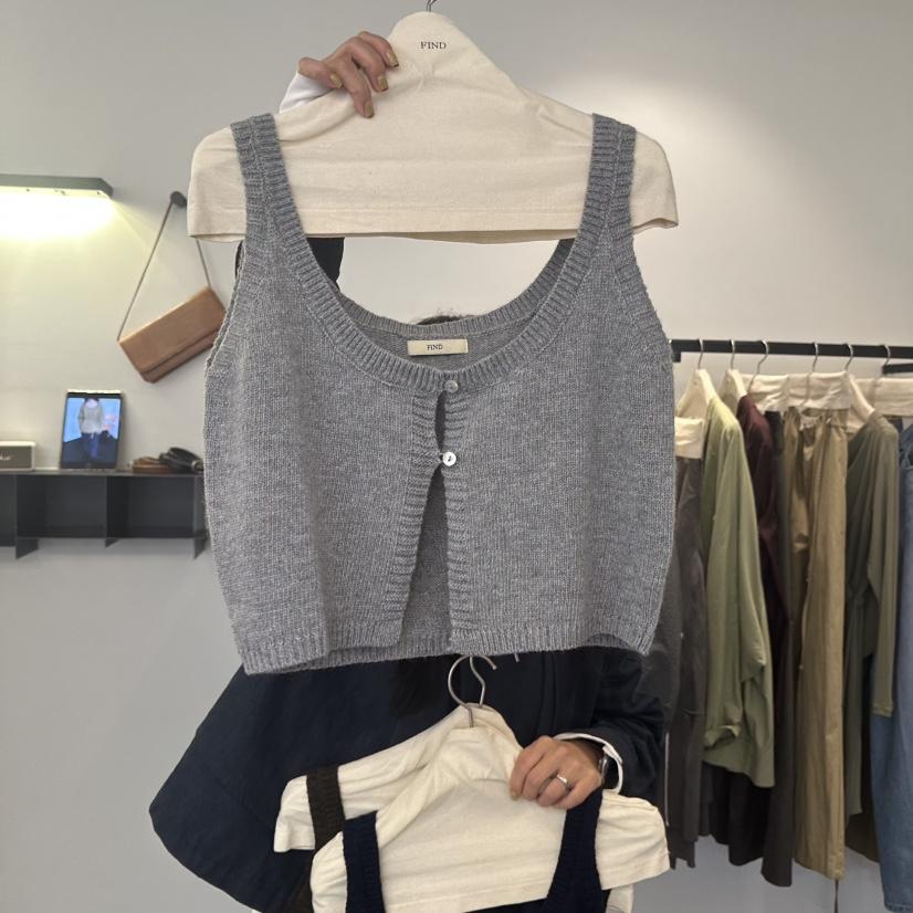 FIND-P韓國直郵女裝新品推薦真品人氣休閑吊帶背心多層羊毛FIND-P吊帶/背心