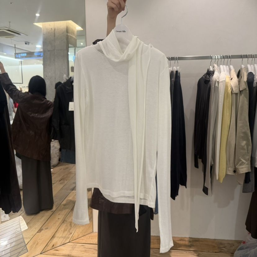 CREAM VILLA東大門直郵女士新品時尚長袖T恤圍巾CREAM VILLA長袖T恤