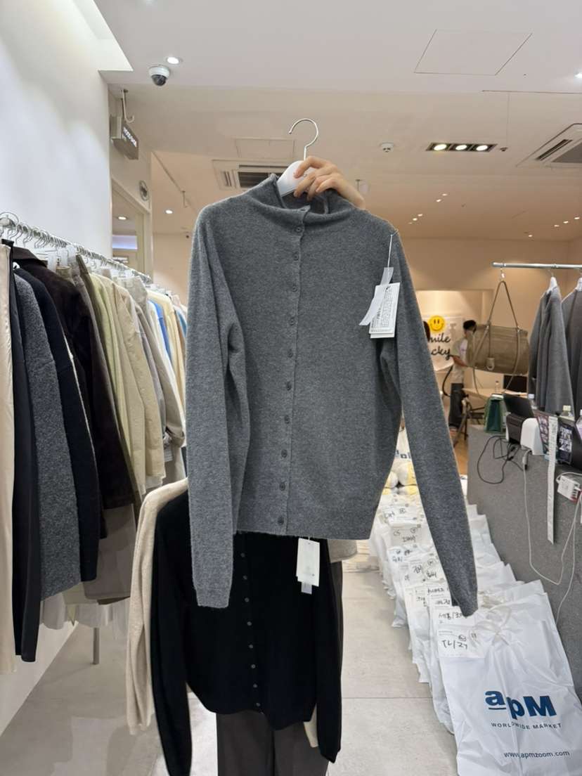 WOOD SAGE韓國代購女士新品時尚真品針織衫羊絨高領開衫WOOD SAGE針織衫