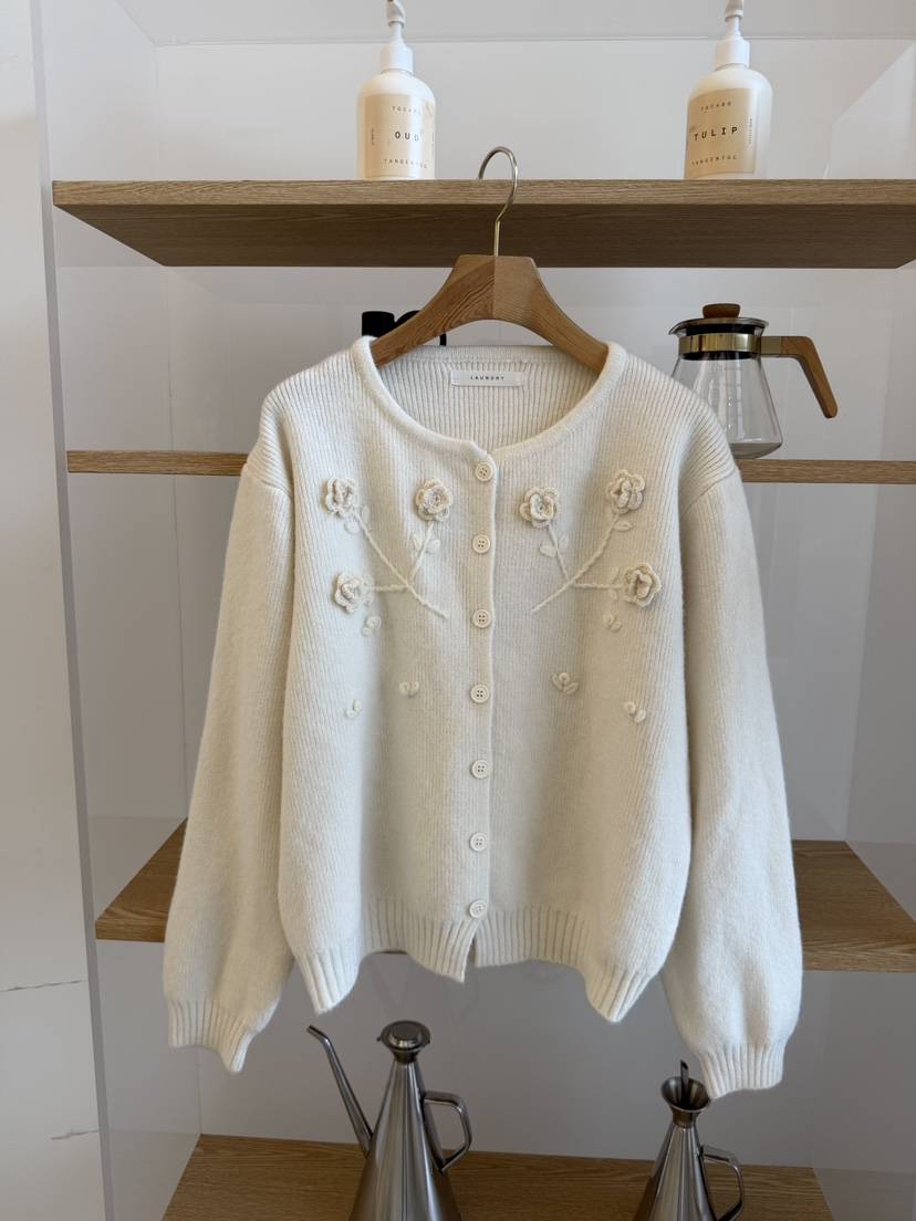 LAUNDRY韓國代購女士新款真品休閑時尚人氣針織衫刺繡開衫LAUNDRY針織衫