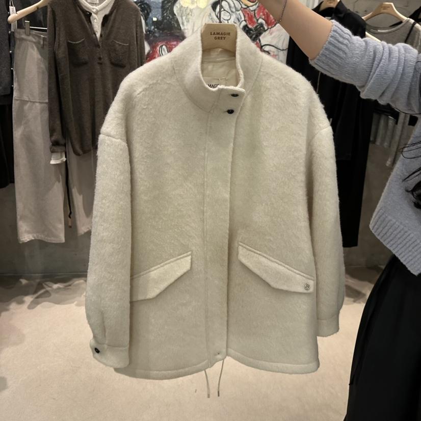 LAMAGIEPIE/LAMAGIE GREY東大門實拍女裝新品時尚短款大衣高領LAMAGIEPIE/LAMAGIE GREY短款大衣