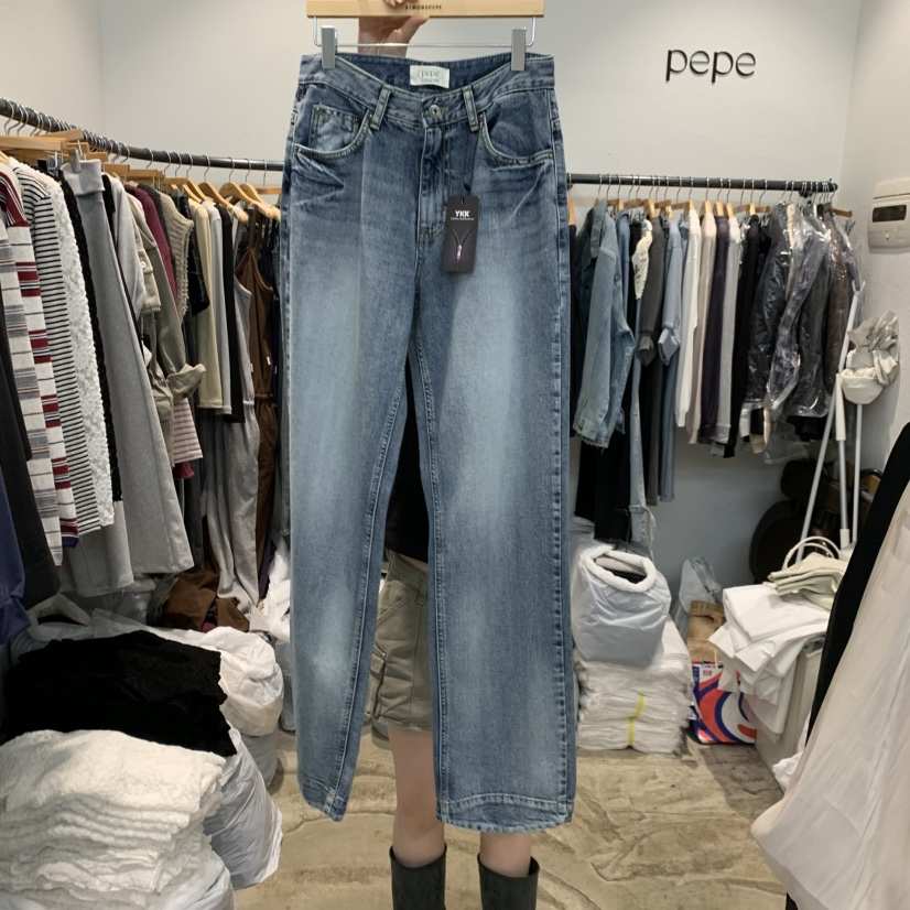 ALMOND PEPE韓國直郵女士新品熱賣時尚休閑推薦人氣牛仔褲ALMOND PEPE牛仔褲