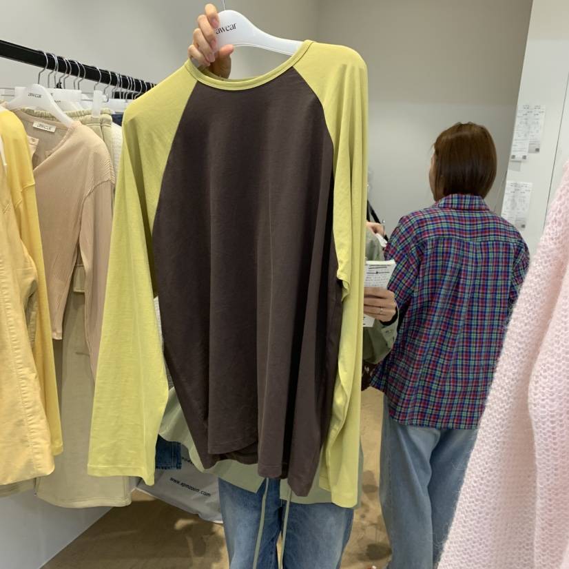 RUMIRU/AWEAR東大門實拍女裝新款時尚長袖T恤插肩袖撞色awear/RUMIRU長袖T恤