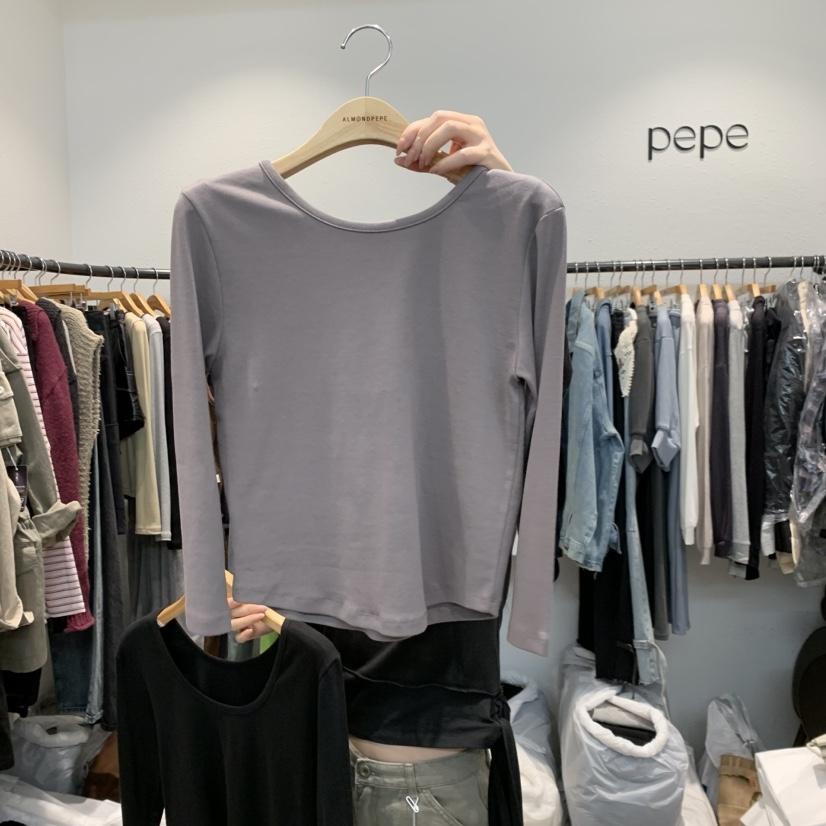 ALMOND PEPE東大門直郵女裝新品時尚推薦熱賣長袖T恤雙面ALMOND PEPE長袖T恤