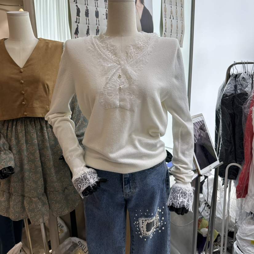 CHEAP-CHIC東大門實拍女裝新款真品時尚推薦休閑針織衫蕾絲CHEAP-CHIC/CHARLES THE SECOND針織衫