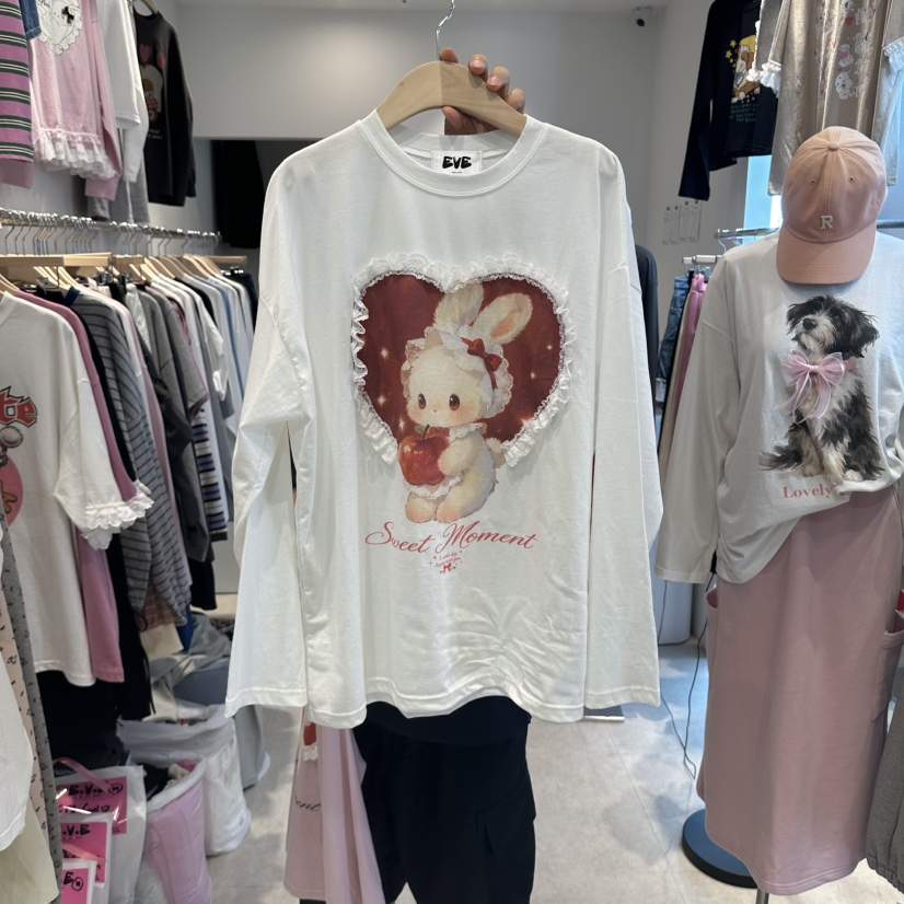 EVE韓國代購女裝新品休閑時尚真品推薦熱賣人氣長袖T恤兔子EVE長袖T恤
