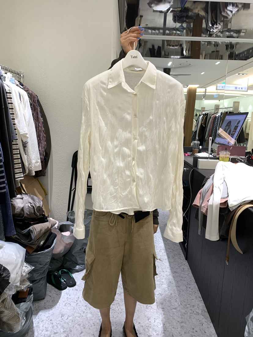 TAERI東大門直郵女士新品推薦熱賣真品時尚襯衫蕾絲衫褶皺TAERI/CEDARWOOD襯衫/蕾絲衫