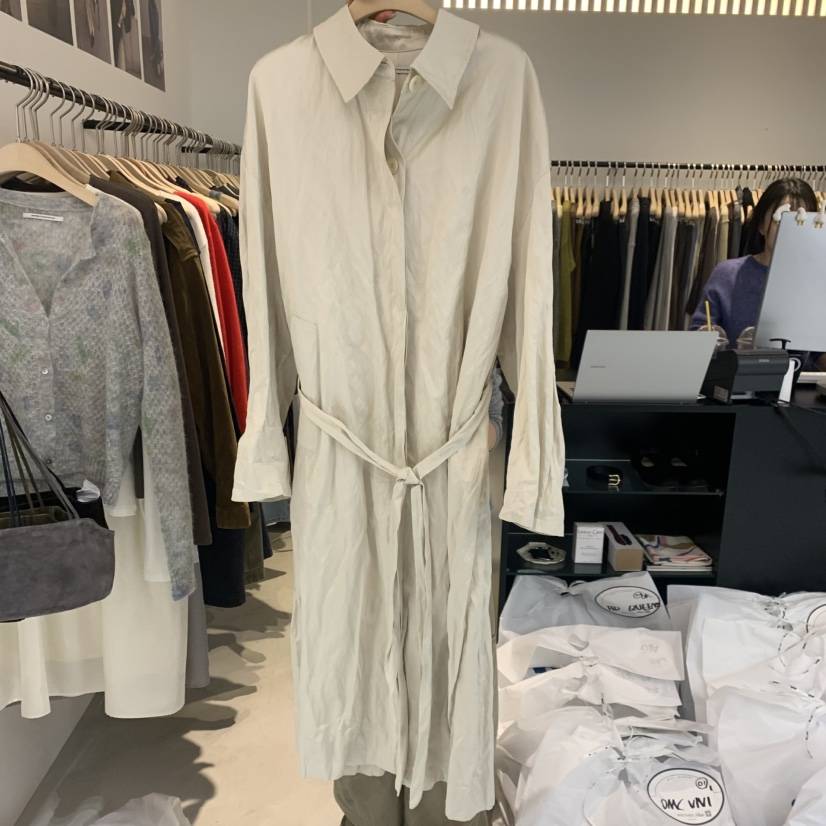 PLATE韓國直郵女士新品休閑時尚人氣真品推薦長款風衣含腰帶ANOTHER PLATE MOOD WEAR長款風衣
