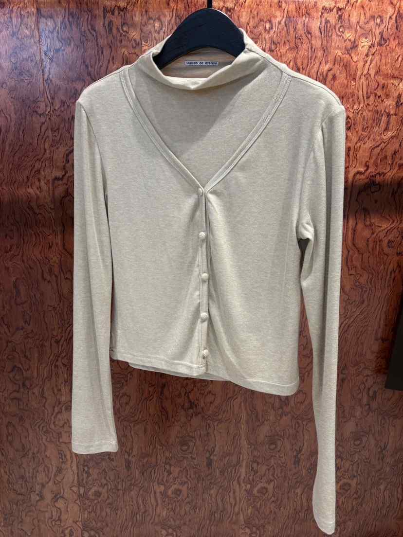 UNANSWERED-MYSTERY/FIFO東大門代購女士新品休閑長袖T恤半領開衫UNANSWERED-MYSTERY/FIFO長袖T恤